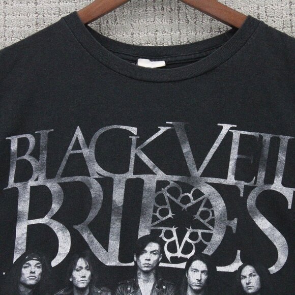 Vintage Bay Island Shirt Mens XL Black Black Veil Brids Graphic Emo Music Band - Picture 5 of 9